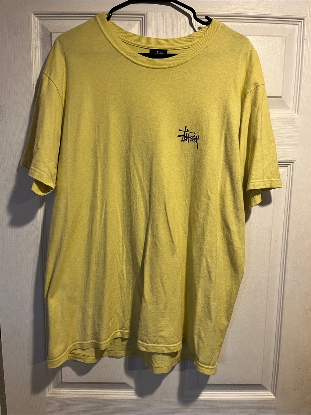 Stussy Yellow Short Sleeve Crew Tee with Chest Logo